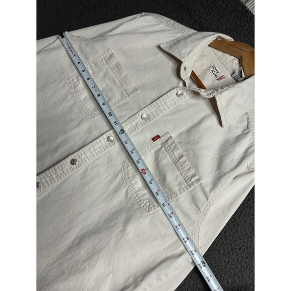 Vintage Levis Denim Shirt Metal Button Up Mens Medium Pockets Red Tab Shacket - Picture 12 of 12